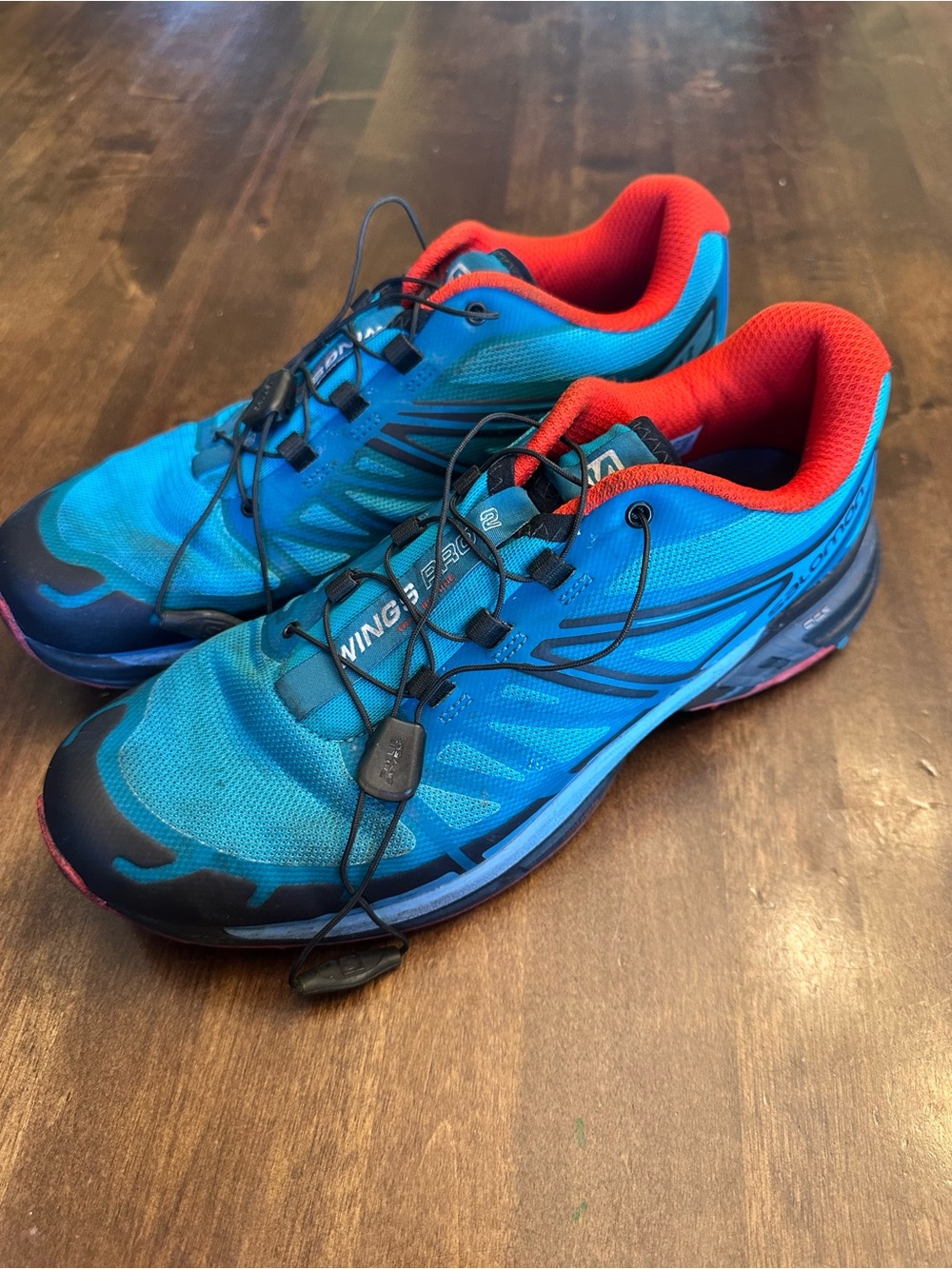 Salomon Running Shoes Size 9 Turquoise Trail‎ Wings Pro 2 Bungee Closure